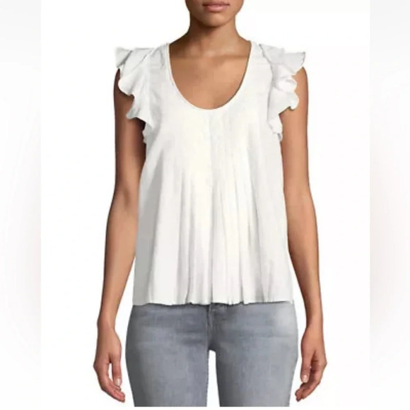 THE GREAT. Tops - The GREAT. White Flutter Sleeves Top XS